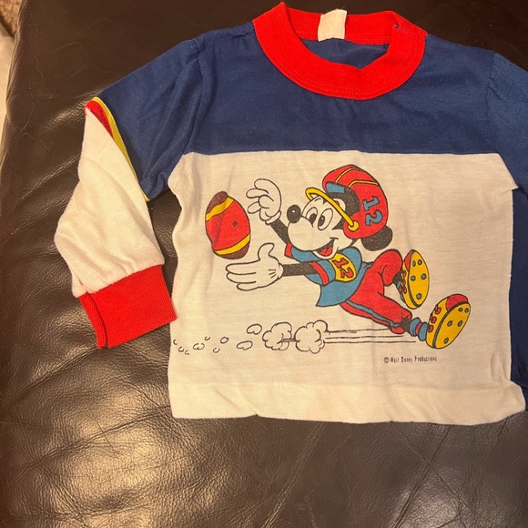 Vintage 80s Mickey Mouse 12 months long sleeve football Walt Disney Productions - Picture 3 of 6